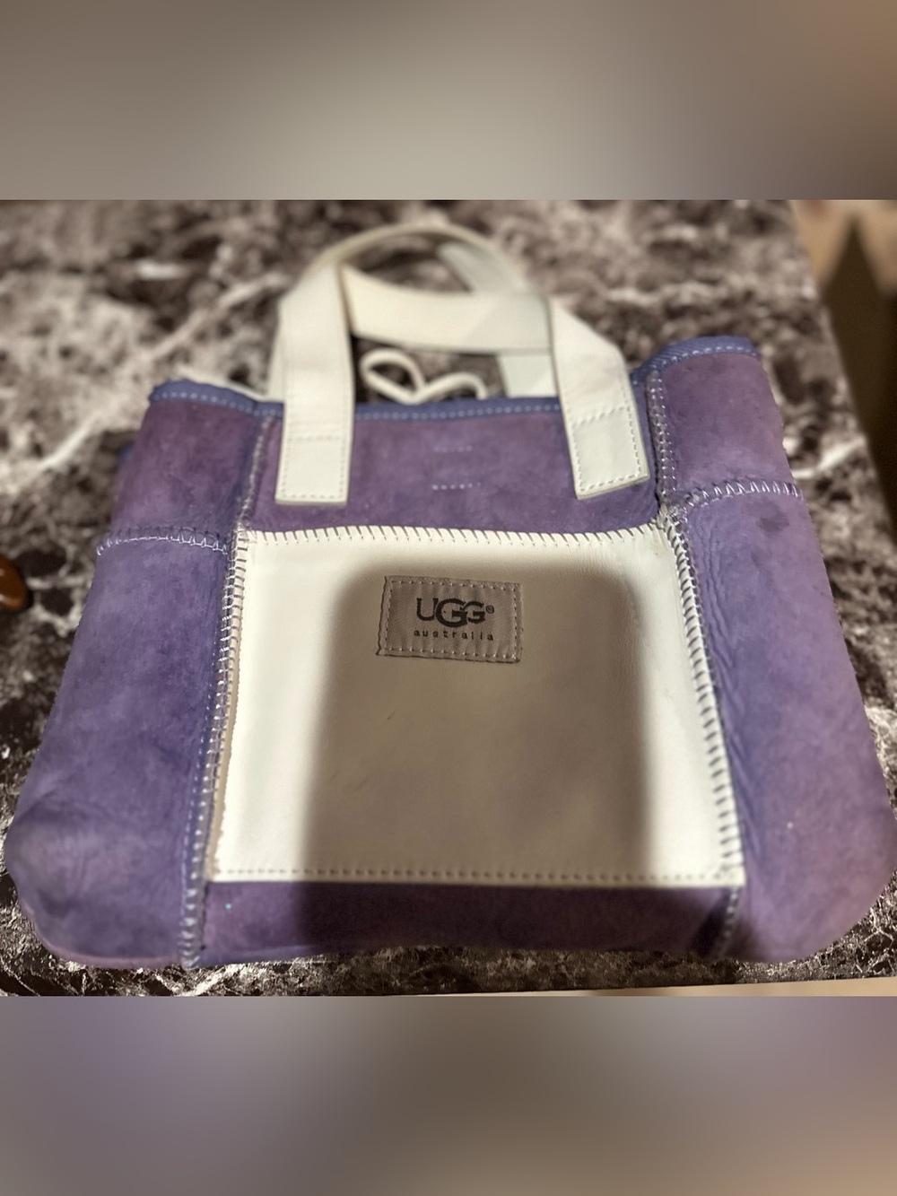 UGG Purple Suede & White Leather Tote Bag